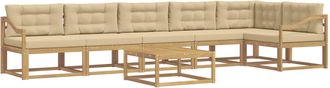 vidaXL Conjunto De Sof&aacute;s De Exterior 7 Uds. Y Beige Poli&eacute;ster Vidaxl