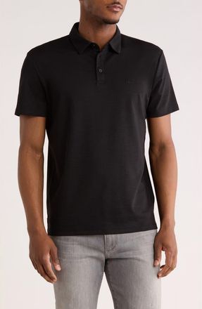 Calvin Klein Classic Fit Embroidered Slub Knit Polo in Black at Nordstrom Rack, Size Xx-Large