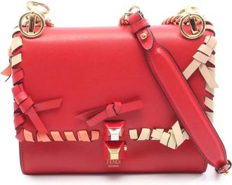 Fendi 2010-2025 Vitello Liberty Whipstitch Bow Kan I crossbody bag - Rosso