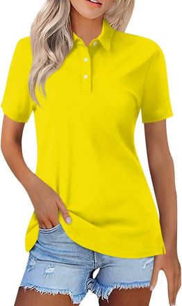 Generic Womens Polo Shirt Short Sleeve Golf Collared Polos Lightweight Breathable Workout Tops Summer Quick Dry Business Casual Shirts Slim Fit Workout Tennis