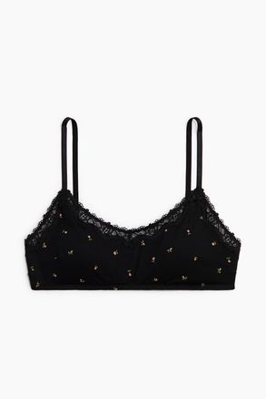 H&M Wattierter Soft-BH aus Baumwolle - Schwarz/Gebl&uuml;mt