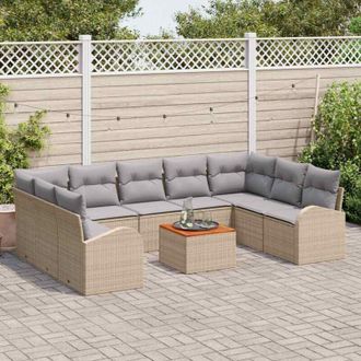 vidaXL Conjunto De Sof&aacute; De Jard&iacute;n 10 Pcs Beige Y Gris Claro Vidaxl