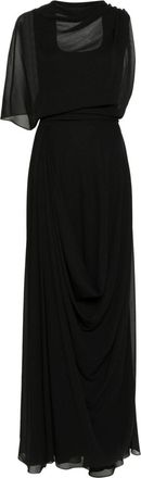 Gemy Maalouf single-sleeve draped gown - women - Polyester/Polyester - 46 - Black