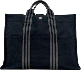 Herm&egrave;s Pre-owned Fourre Tout Tote Bag - Dames - Vintage Shopper - Zwart - ONE Size - Katoen - Vintage