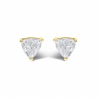 House of Brilliance 14K Gold Lab Grown Trillion Cut Solitaire Diamond Stud Earrings