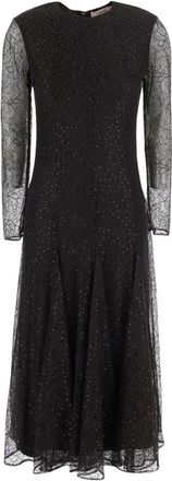Twinset Jurk met V-hals en Lange Mouwen - Dames - Feestkleedjes - Zwart - S - Kleedjes