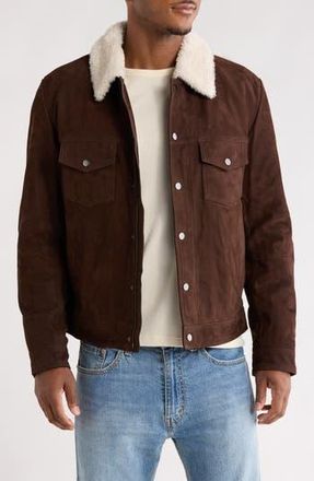 BOSS x Beckham Mordy Suede & Genuine Shearling Jacket in Open Brown at Nordstrom Rack, Size 36Regular