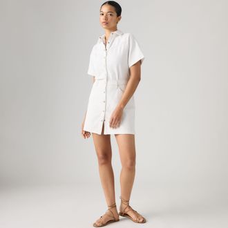 Levi's Short Sleeve Logan Western Lightweight Dress - Womens - XS - White