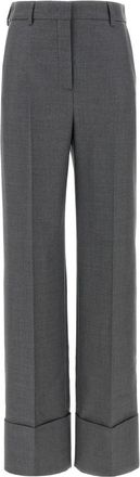 Valentino Garavani Virgin Wool Broeken - Dames - Wijde Broeken - Grijs - 3XS - Wol - Broeken