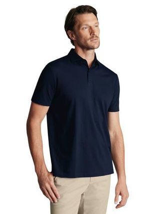 CHARLES TYRWHITT Short Sleeve Cotton Stretch Smart Pique Polo in Navy at Nordstrom, Size Xx-Large
