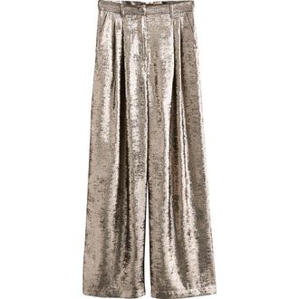 Next Wide Leg Metallic Pants in Champagne Gold at Nordstrom, Size 12 Us