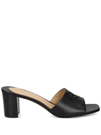 Lauren Ralph Lauren logo-embossed open-toe sandals - women - Leather/Leather/Leather - 9 - Black