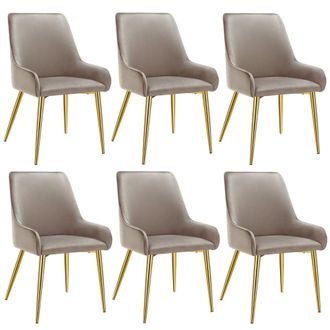 TecTake Dining Chair Avane Set Of 6 - Taupe | Size: 6 Pack