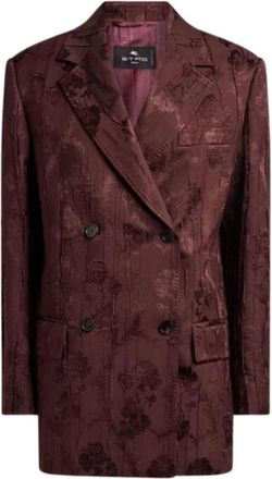 Etro Bristol Double Breasted jacket - Dames - Blazers - Rood - M - Leer - Jassen