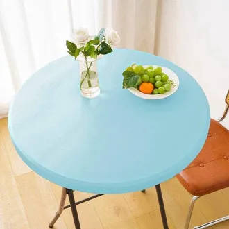 OEM 1 Funda Redonda Impermeable Para Mesas Auxiliares De Exterior - Mantel De Vinilo Para Comedor De Patio - 60 Cm - Azul Cielo