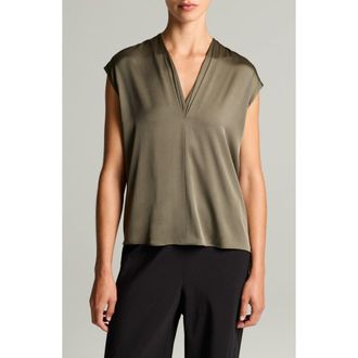 Vince V-Neck Cap Sleeve Top in Pine Grove at Nordstrom, Size Xx-Small