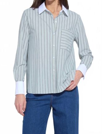 Lyss&eacute; Executive Stripe Collar Cropped Schiffer Shirt In Moonstone Stripe