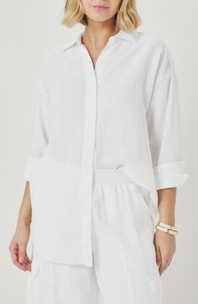 Splendid Stella Linen Button-Up Shirt in White at Nordstrom, Size X-Small