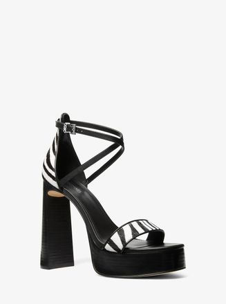 Michael Kors Cami Zebra Print Calf Hair Platform Sandal