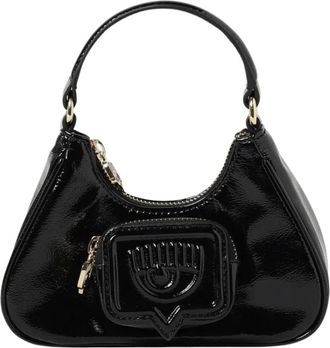 Chiara Ferragni Tassen, Dames, Zwart, ONE Size, Leer, Zwarte Mini Handtas van Zwart Lakleer