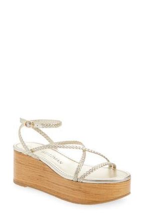 Stuart Weitzman Wovette Wedge Sandal in Light Gold/Sand at Nordstrom Rack, Size 8.5