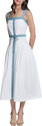 Karl Lagerfeld Sleeveless Poplin Midi Dress in White at Nordstrom, Size 10