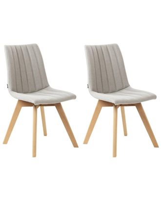 Beliani Conjunto de 2 sillas de comedor tela gris claro