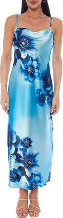 Bebe Cowl Neck Satin Slipdress in Royal at Nordstrom Rack, Size X-Large