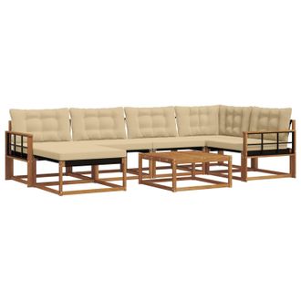 vidaXL Conjunto De Sof&aacute;s De Exterior Con Coj&iacute;n 19 Pcs Natural Y Beige Vidaxl