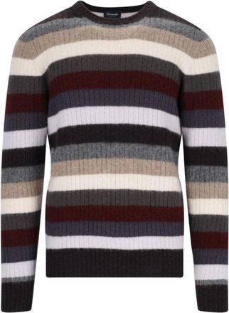 Drumohr Striped Sweater In Multicolor Wool Ribbed Design Striped