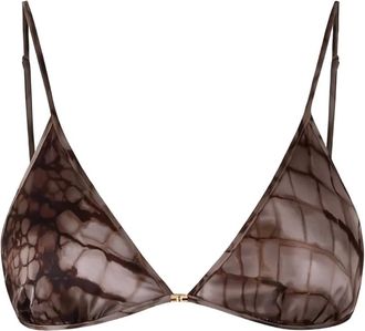 Elisabetta Franchi alligator-print bra - Brown