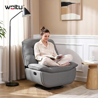 Woltu Woltu Sill&oacute;n Reclinable Giratorio Manual, C&oacute;modo Sof&aacute; Para Estudio O Sala De Estar, Con Reposapi&eacute;s Plegable Y Almacenamiento Lateral, Ideal Para Relaj