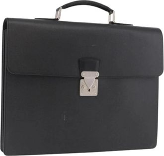 Louis Vuitton Pre-owned Taiga Leren Aktetas - Dames - Vintage Handtas - Zwart - ONE Size - Leer - Vintage