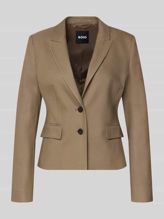 HUGO BOSS Slim Fit Kurzblazer aus Viskose-Lyocell-Mix Modell Jia18 in Taupe, Gr&ouml;&szlig;e 32