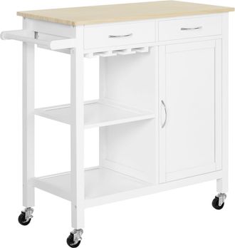 HOMCOM Carro de cocina 89x40x84cm blanco