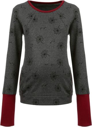 Generic Breastfeeding Tops Cotton Long Sleeve Maternity Nursing Layering Top for Women, Breastfeeding Shirts (Dark Grey-Flower,L)