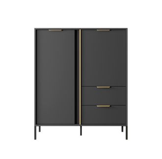 AKL FURNITURE C&oacute;moda efecto madera Negro y Dorado