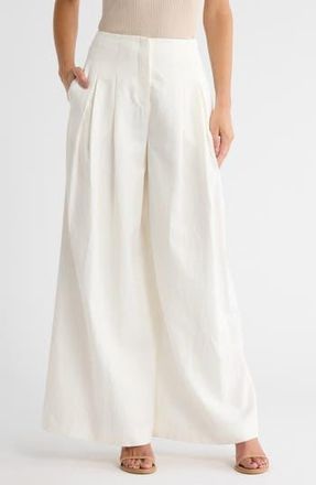 TWP Drew Linen & Cotton Blend Wide Leg Pants in White at Nordstrom Rack, Size 8