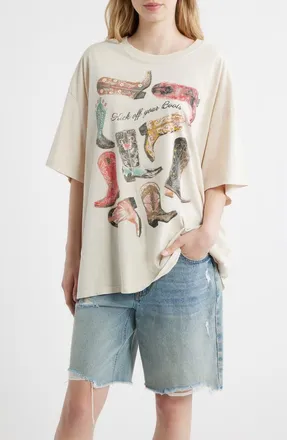 Daydreamer Kick Off Your Boots Graphic T-Shirt in Dirty White at Nordstrom