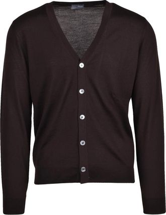 Drumohr Purple Thin Merino Wool V-Neck Cardigan