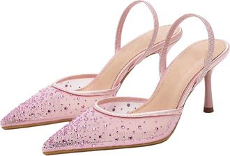 Generic Women Luxury Rhinestone Mesh High Heel Pumps Pointed Toe Wedding Dress Shoes