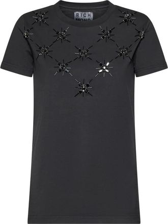 John Richmond Decorative Appliqu&eacute; T-Shirt - Dames - T-shirts - Zwart - XS - Tops