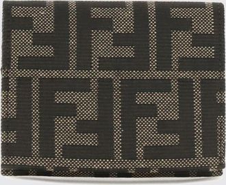 Fendi Portacarte bifold in tessuto jacquard con monogram FF