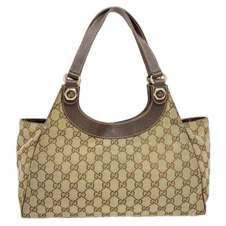 Gucci Beige Brown Canvas Tote Bag (Pre-Owned)
