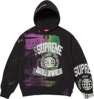 SUPREME SS26 Overprint Hooded Sweatshirt Black SUP-SS26-363-BLK