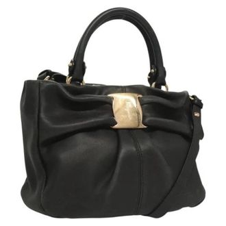 Ferragamo Tweedehands leren handtassen - Dames - Vintage Handtas - Zwart - ONE Size - Leer - Vintage