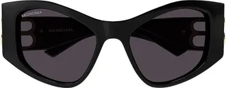 Balenciaga BB0287S001 Cat-Eye with Logo Detail Sunglasses - Black