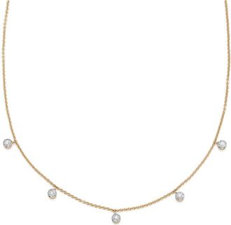 Monica Vinader Gold Fiji Tiny Button Diamond Necklace Adjustable 43cm/17 Diamond