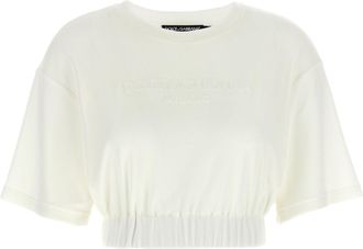 Dolce & Gabbana Logo Chenille Top Top Bianco-Donna