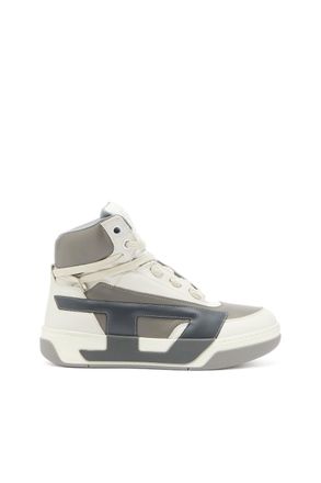 Diesel S-D-Ollie - High-top leather sneakers with D logo - Sneakers - Man - White